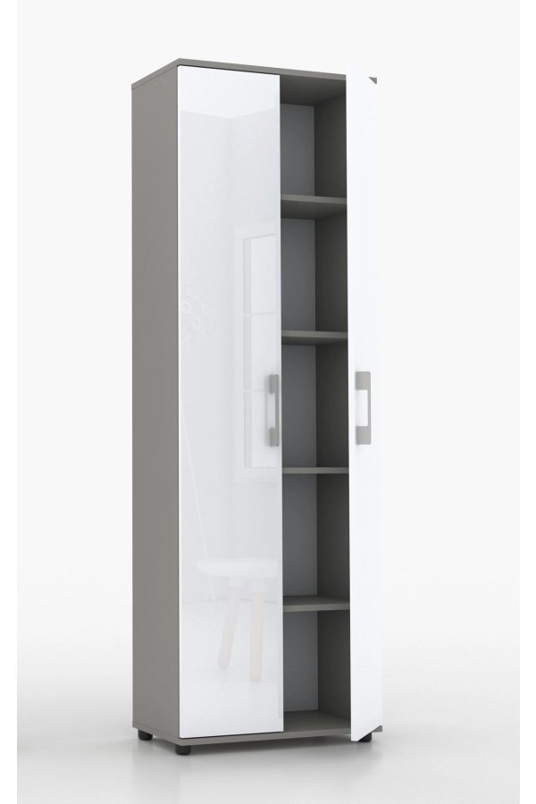 Regał  szafa biurowa G 60 2d Szary połysk 60 cm